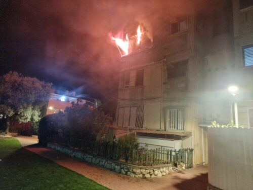 A fire broke out in a residential apartment in Safed, and four firefighters were rushed to the scene